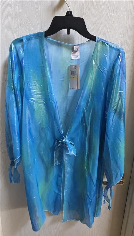 NWT Becca M-L Solar Energy Cover-Up Tunic Blue Shimmer 135876