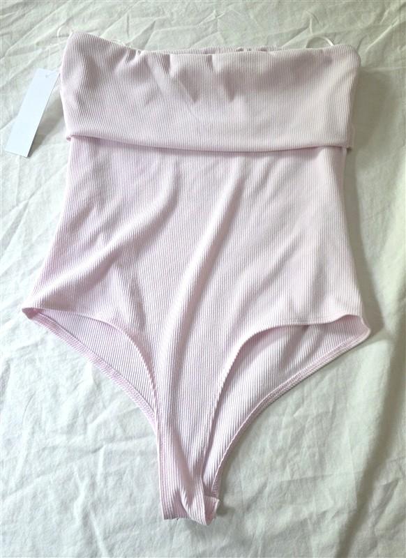 NWT Live in the Moment L Baby Pink Bandeau Strapless Bodysuit 135877