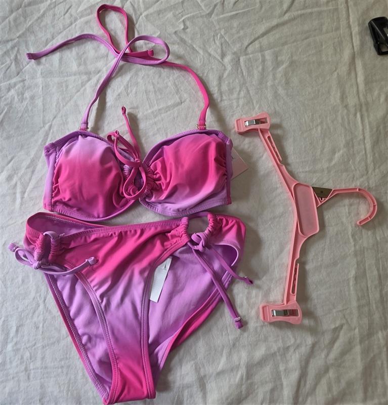 NWT Juicy Couture S Ombre Pink Tie Side Bikini Top Bottom Set 135883