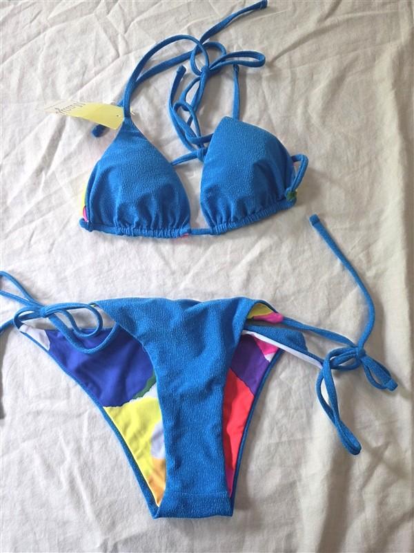 NWT Maaji S Reversible Bikini Top & Bottom Swimsuit Blue 135885