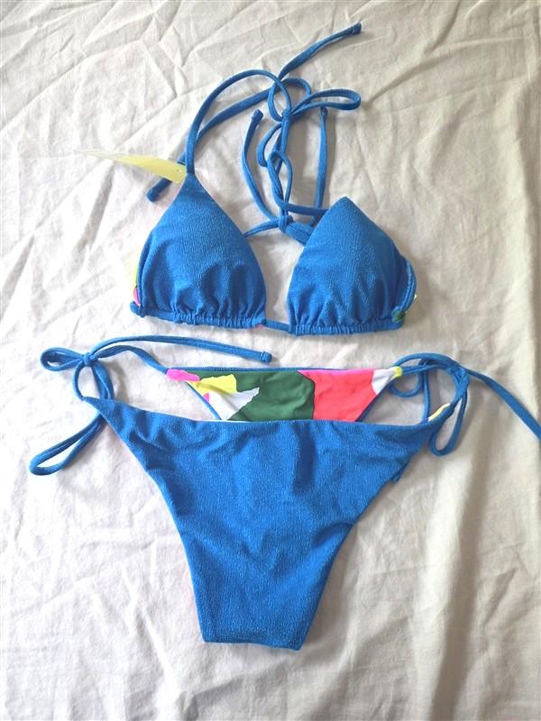 NWT Maaji S Reversible Bikini Top & Bottom Swimsuit Blue 135885