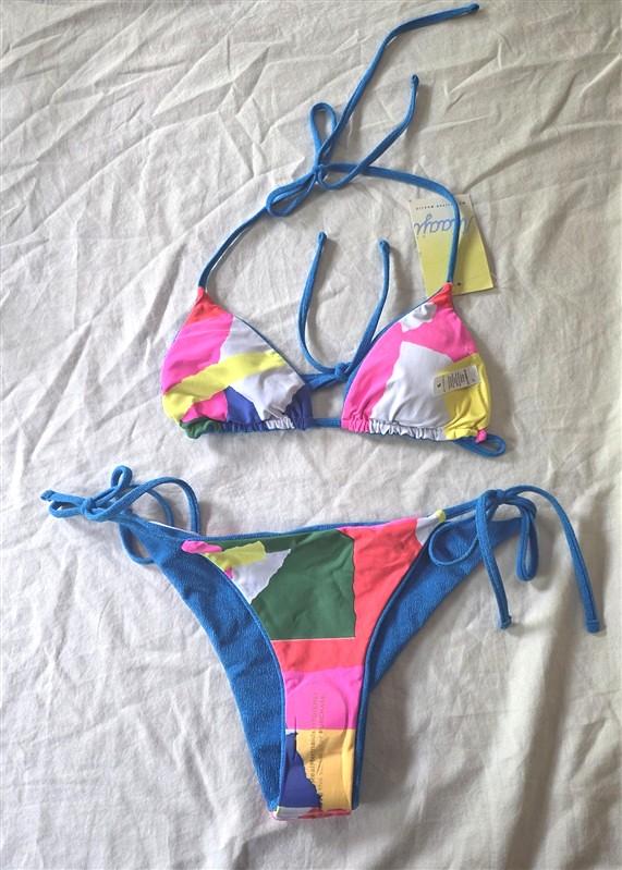 NWT Maaji S Reversible Bikini Top & Bottom Swimsuit Blue 135885