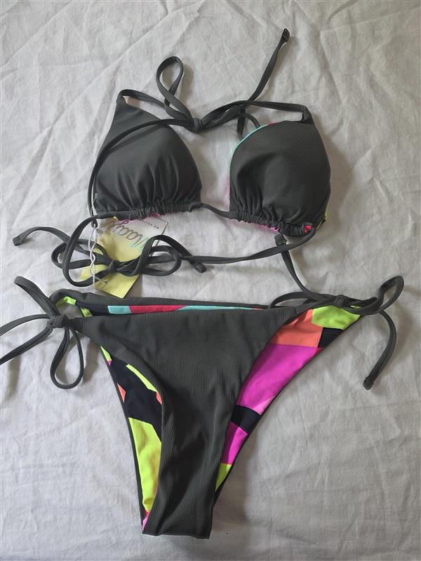 NWT Maaji S Reversible Bikini Top & Bottom Swimsuit Blue 135886