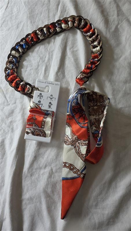 NWT House of Harlow Wood Chain Scarf Belt 135888