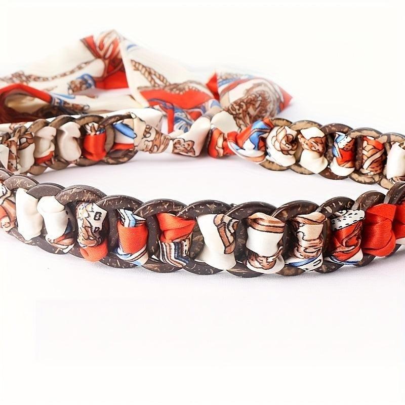 NWT House of Harlow Wood Chain Scarf Belt 135888