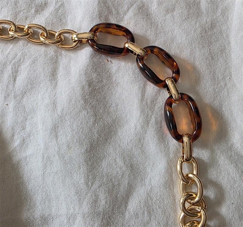 NWT Michael Kors s/m Tortoise Shell & Gold Chain Belt 135889