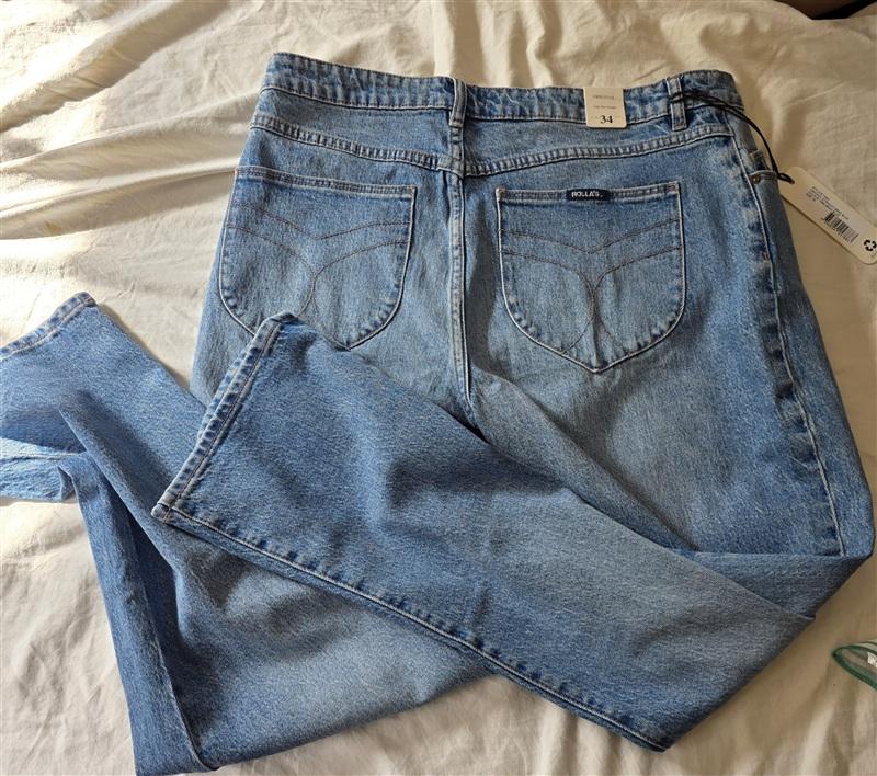 NWT Rolla's 34 High Rise Original Straight Brad Blue Jeans 135891