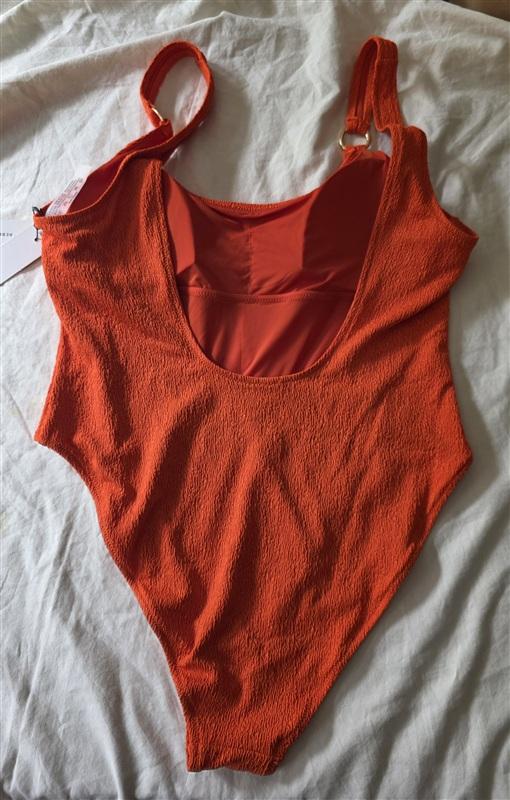 NWT Rebecca Minkoff XL Textured Maillot 1PC Orange Swimsuit 135892