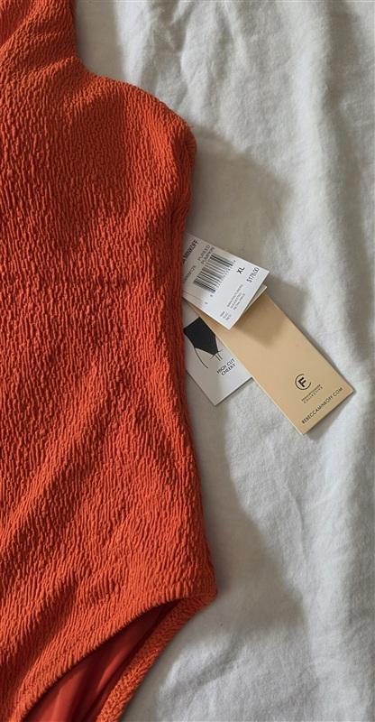 NWT Rebecca Minkoff XL Textured Maillot 1PC Orange Swimsuit 135892