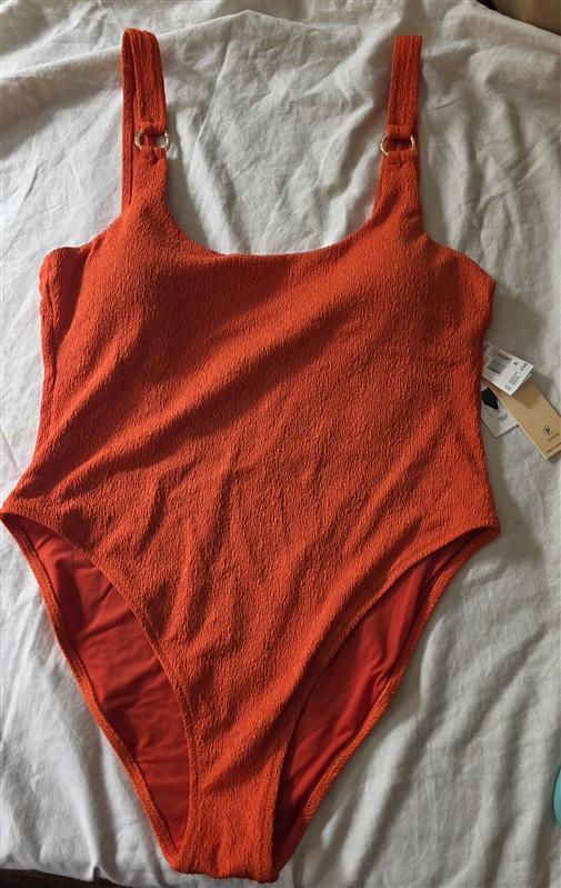 NWT Rebecca Minkoff XL Textured Maillot 1PC Orange Swimsuit 135892