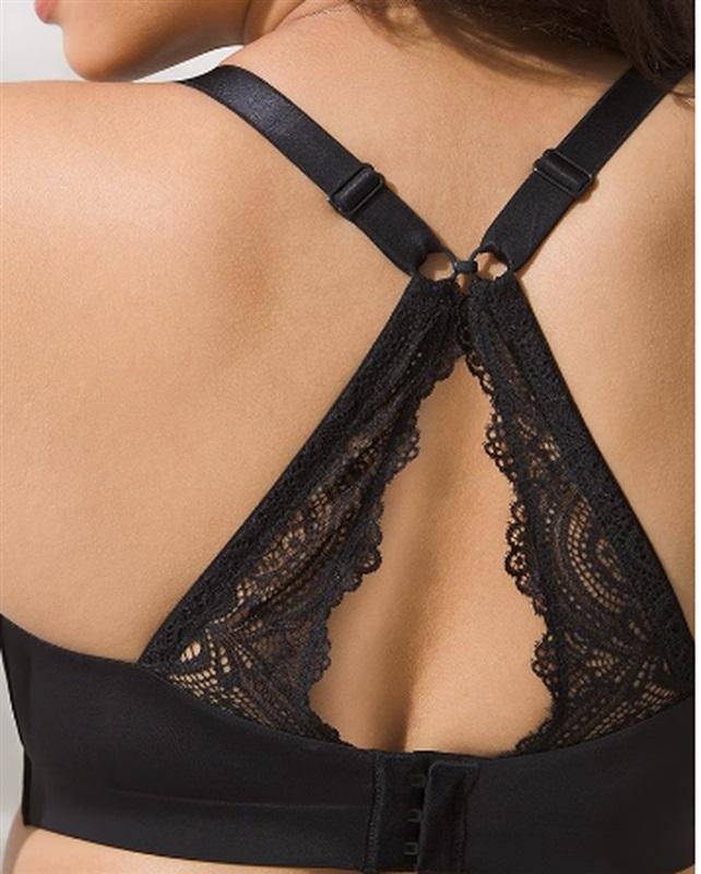 NWT Soma 34B Enbliss Luxe Lace Back Wireless Bra Black 135928