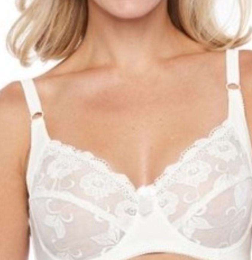 NWOT Carnival 40DD Full Figure Floral Lace Bra 511 White 135935