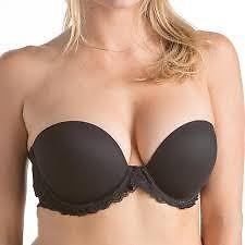 NWOTD Natori 36DD Feathers Strapless Plunge Multiway Bra 731023 Black 135938