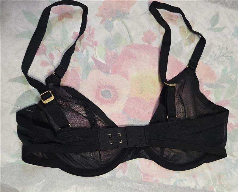 NWT CUUP 32E The Plunge Mesh Black Sheer Underwire Bra 135954