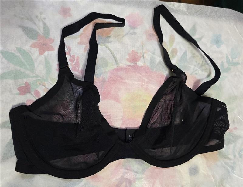 NWT CUUP 32E The Plunge Mesh Black Sheer Underwire Bra 135954