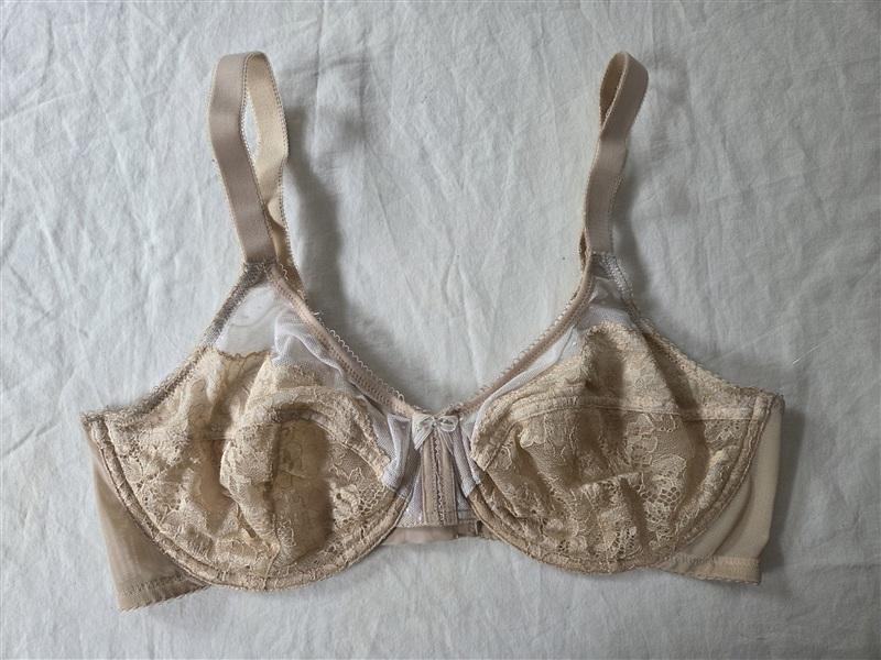 NWOT Vanity Fair 36D Lift Full Figure Sheer Lace Bra 76112 Beige 135967