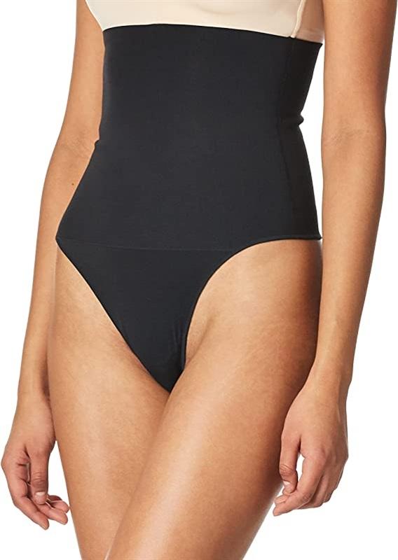 NWT Maidenform MD Tame Your Tummy High Waist Lace Thong DMS707 Black 135971