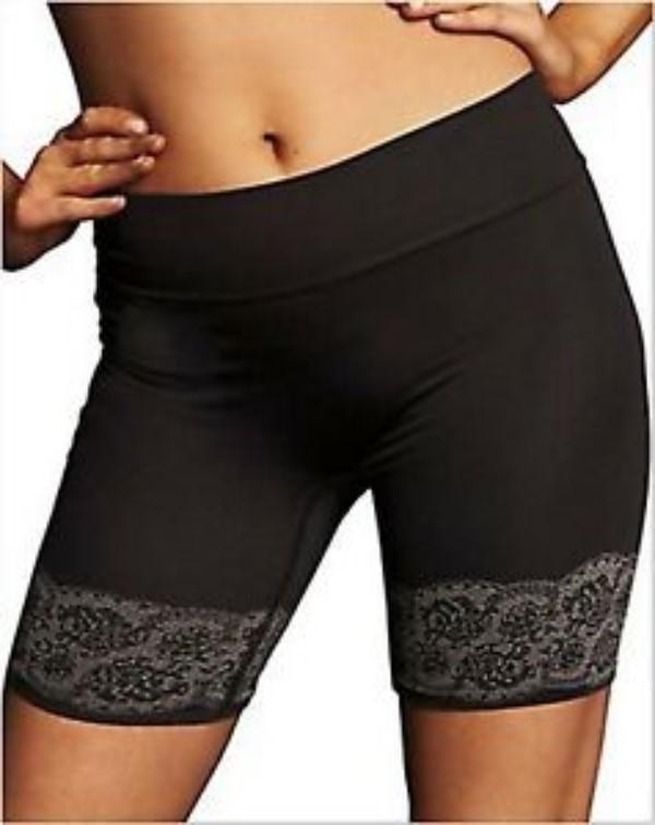 NWT Maidenform L Peek Out Seamless Thigh Slimmer DM1005 Black 135975