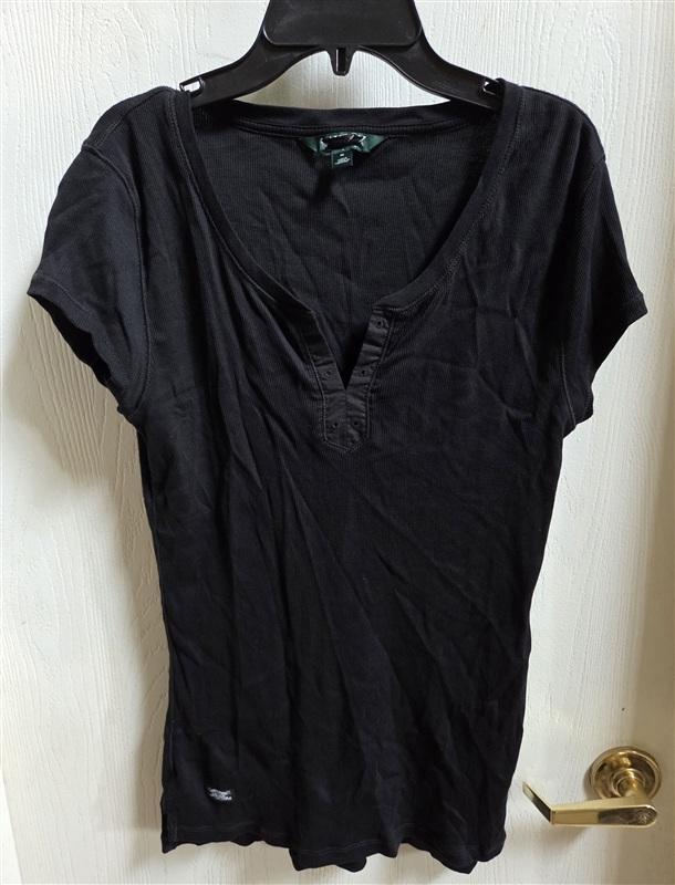 NWOTD Ralph Lauren M Lace Up Ribbed T Shirt V Neck Top 135977