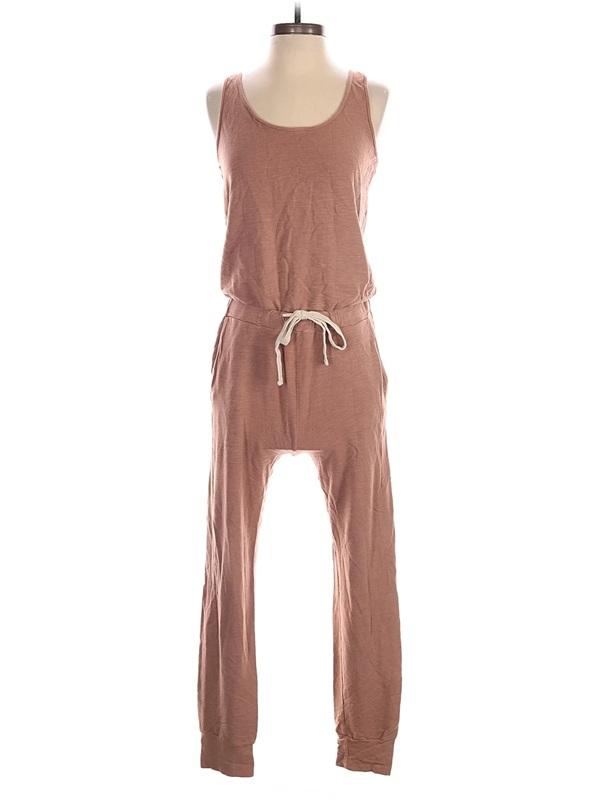 NWOTD Monrow SM Terra Cotta Knit Tank Jumpsuit Distressed 135979