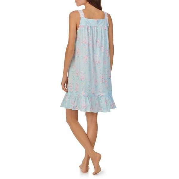 NWt Eileen West SM Aqua & Pink Flowers Sleeveless Chemise Nightgown 135981