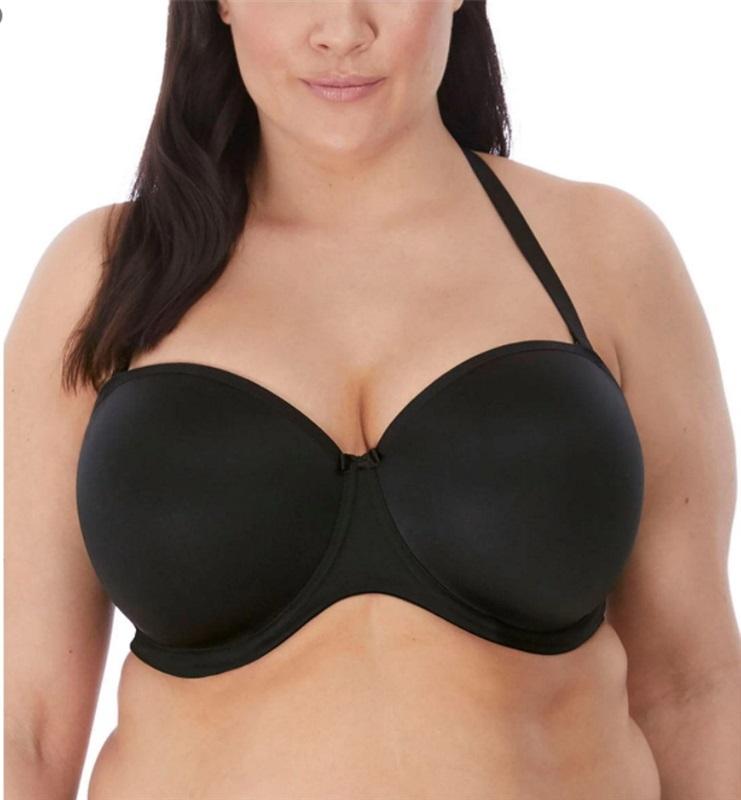NWT Elomi 40DD US Smooth Underwire Molded Strapless Bra 4300 Black 135990