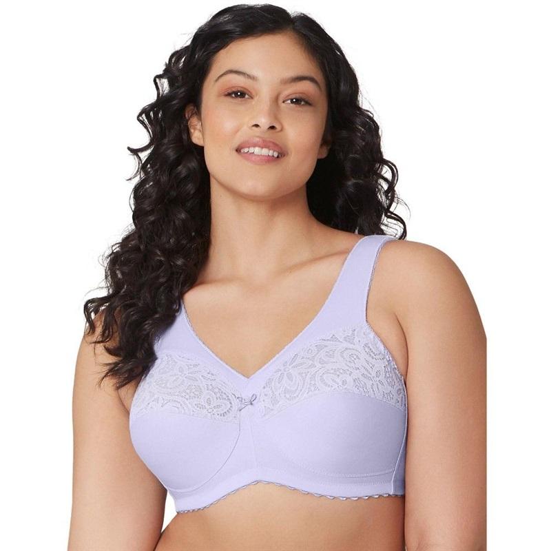 NWOT Glamorise 38G Magic Lift Cotton Full Figure Wireless Bra Purple 1001 135994