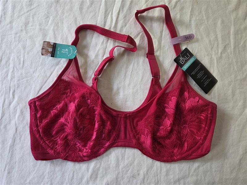 NWT Bali 36D One Smooth U Convertible Minimizer Underwire Bra 3386 Red 135998