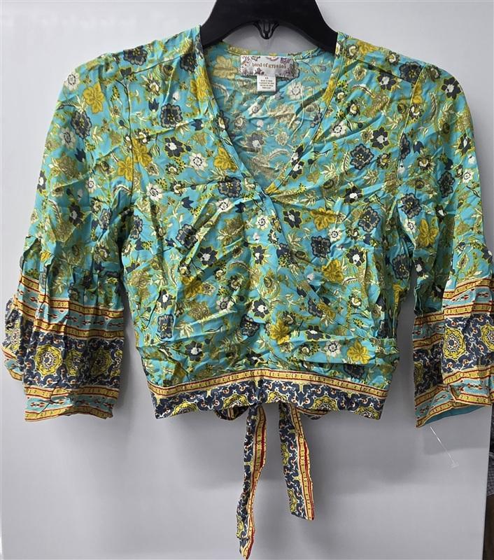 NWT Free People Band of Gypsies XS Floral Boho Cropped Wrap Top 136051