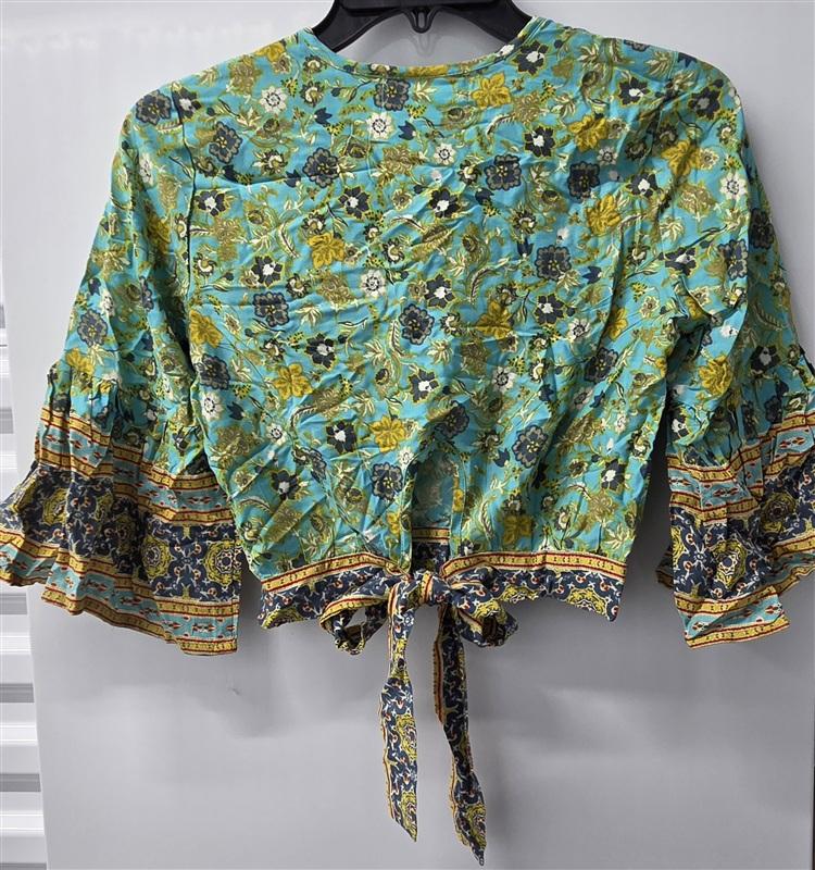 NWT Free People Band of Gypsies XS Floral Boho Cropped Wrap Top 136051