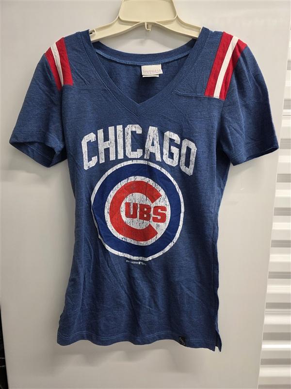 NWOT 5th & Ocean S Chicago Cubs Women's V neck Baseball T Shirt 136053