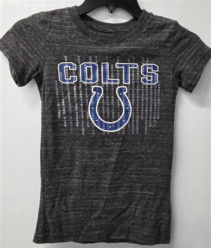 NWOT NFL Team Indianapolis Colts M 7/8 Girls Sequin Crew Neck T Shirt 136056