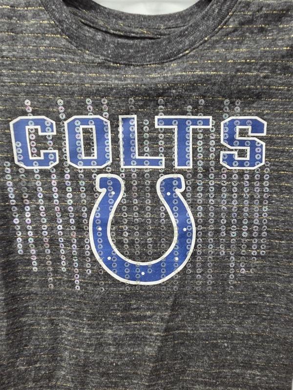 NWOT NFL Team Indianapolis Colts M 7/8 Girls Sequin Crew Neck T Shirt 136056