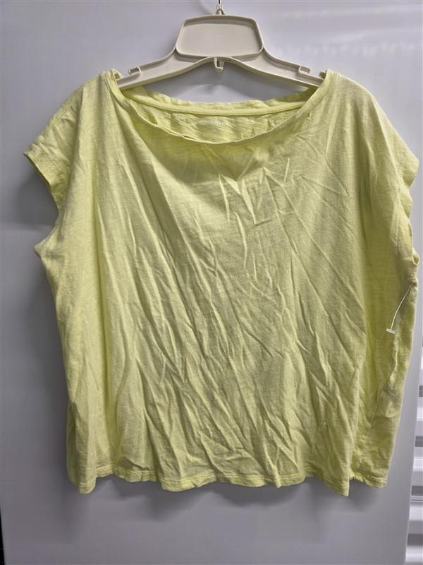 PO Eileen Fisher XS Crew Neck Short Sleeve T Shirt Neon Yellow 136057