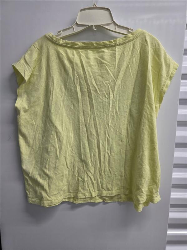 PO Eileen Fisher XS Crew Neck Short Sleeve T Shirt Neon Yellow 136057