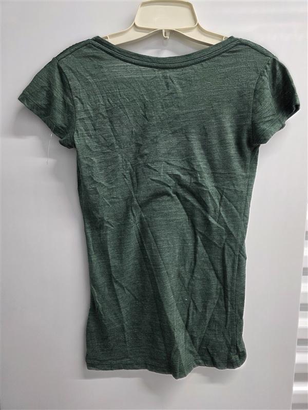NWOT NFL Team XS Juniors Green Packers V Neck Metallic T Shirt 136058