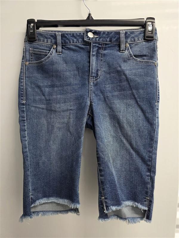 NWOT DownEast 4 Jean Bermuda Shorts Fringe Dark Blue 136059