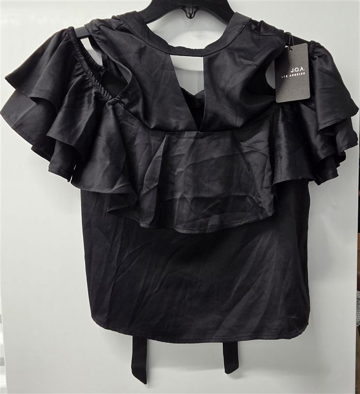 NWT Anthropologie J.O.A. X Small High Neck Cold Shoulder Bow Blouse 136063