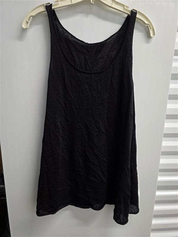 Pre Owned Eileen Fisher M Linen Knit Scoop Neck Tank Black 136066