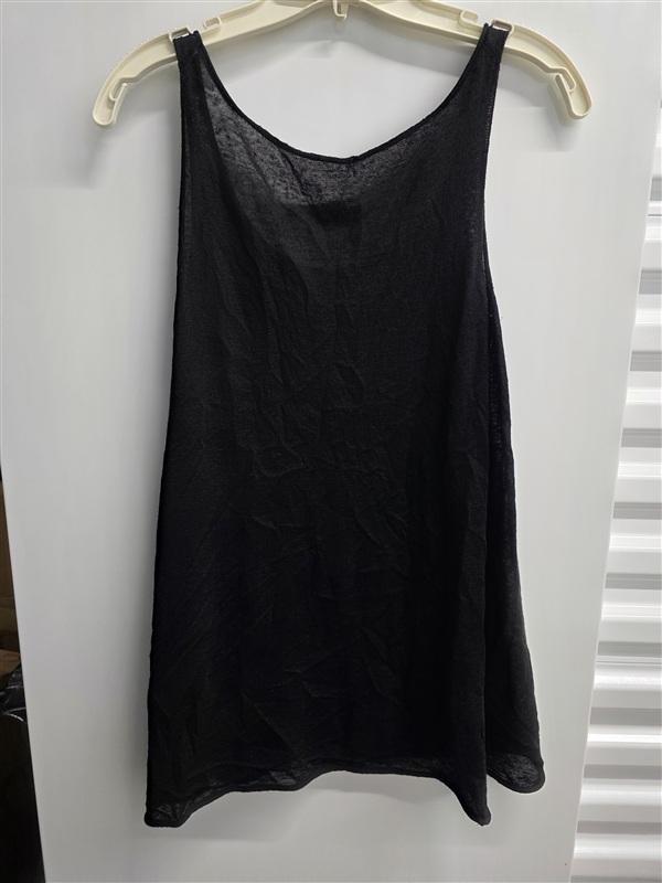 Pre Owned Eileen Fisher M Linen Knit Scoop Neck Tank Black 136066