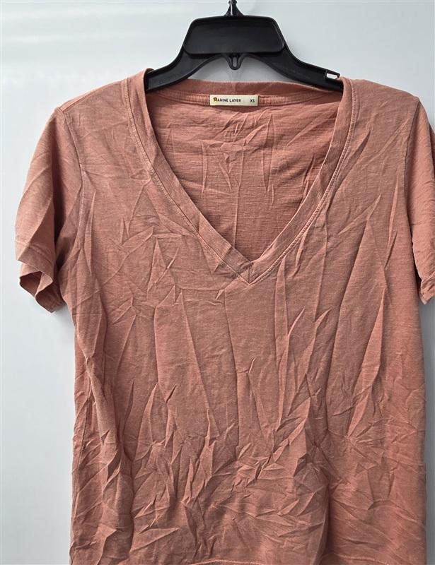 NWOT Marine Layer XS Orange Clay Short Sleeve V neck T Shirt 136071