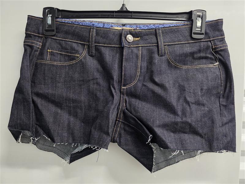 NWOT Paige Jeans 27 Diego Alma Distressed Fringe Dark Blue Shorts 136082