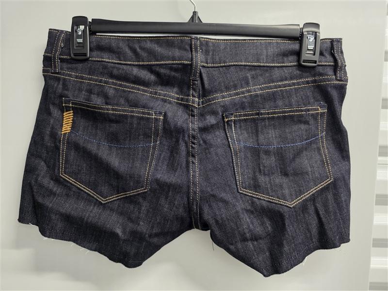 NWOT Paige Jeans 27 Diego Alma Distressed Fringe Dark Blue Shorts 136082