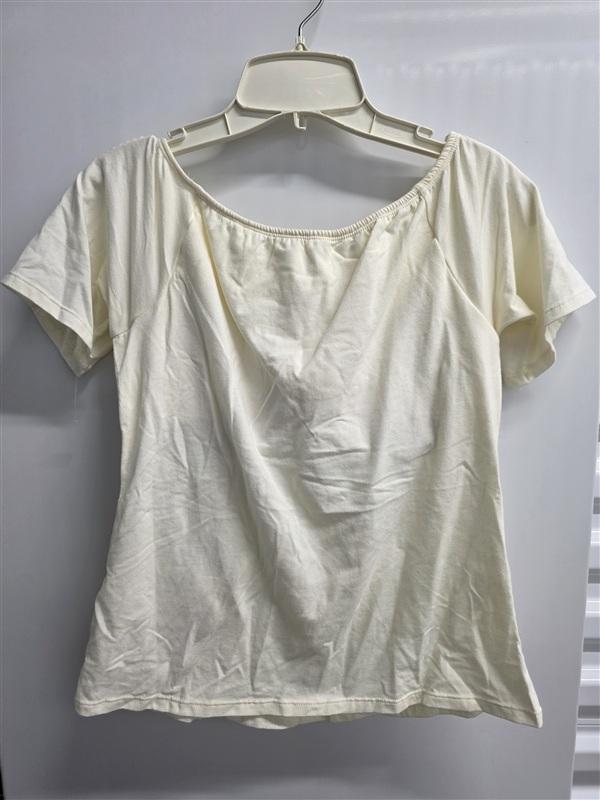 NWOT Soft Surroundings Underwire Bra Tee Shirt 36C Ivory Off Shoulder 136084