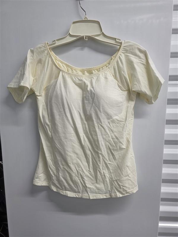 NWOT Soft Surroundings Underwire Bra Tee Shirt 36C Ivory Off Shoulder 136084