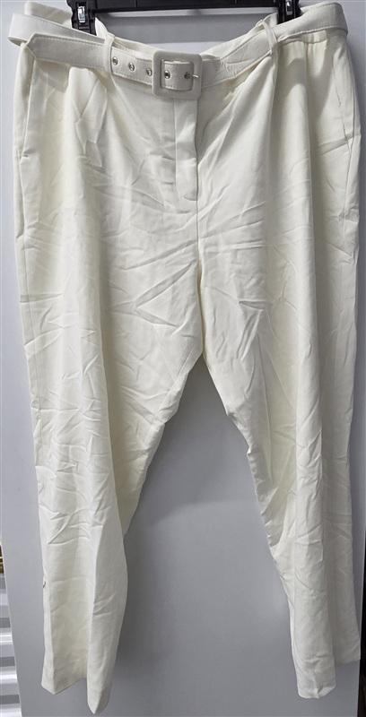 NWPT Tahari 18 Cream Crepe Belted Dress Pants 136089
