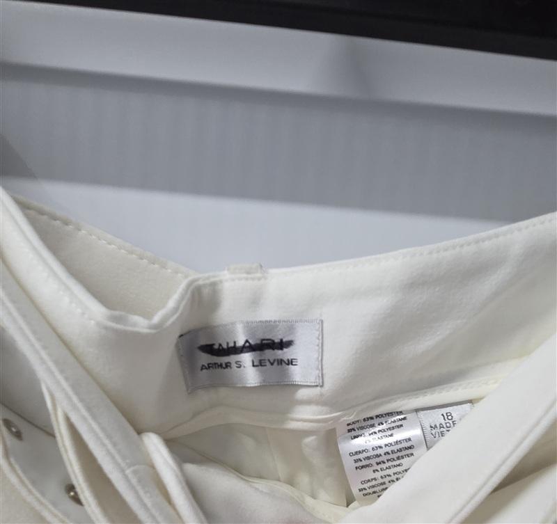NWPT Tahari 18 Cream Crepe Belted Dress Pants 136089