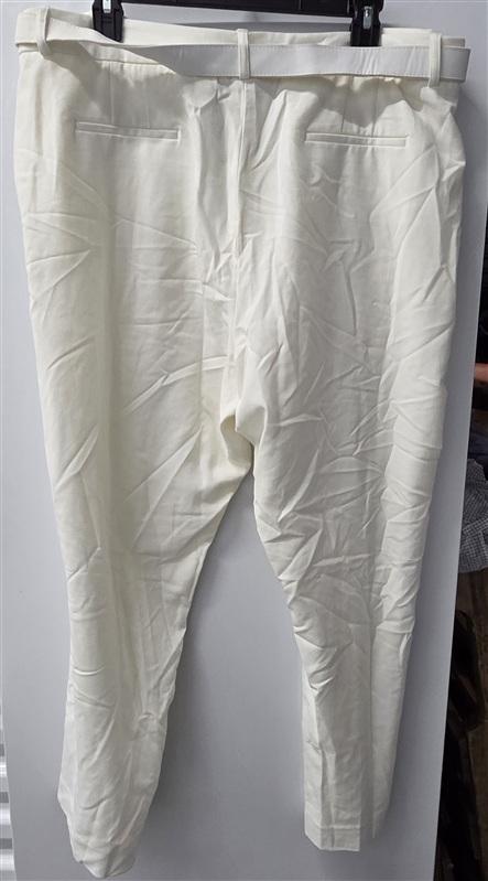 NWPT Tahari 18 Cream Crepe Belted Dress Pants 136089