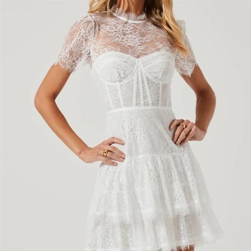 NWOTD Astr The Label White Lace Corset Mini Dress 136091