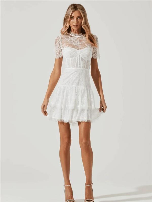 NWOTD Astr The Label White Lace Corset Mini Dress 136091